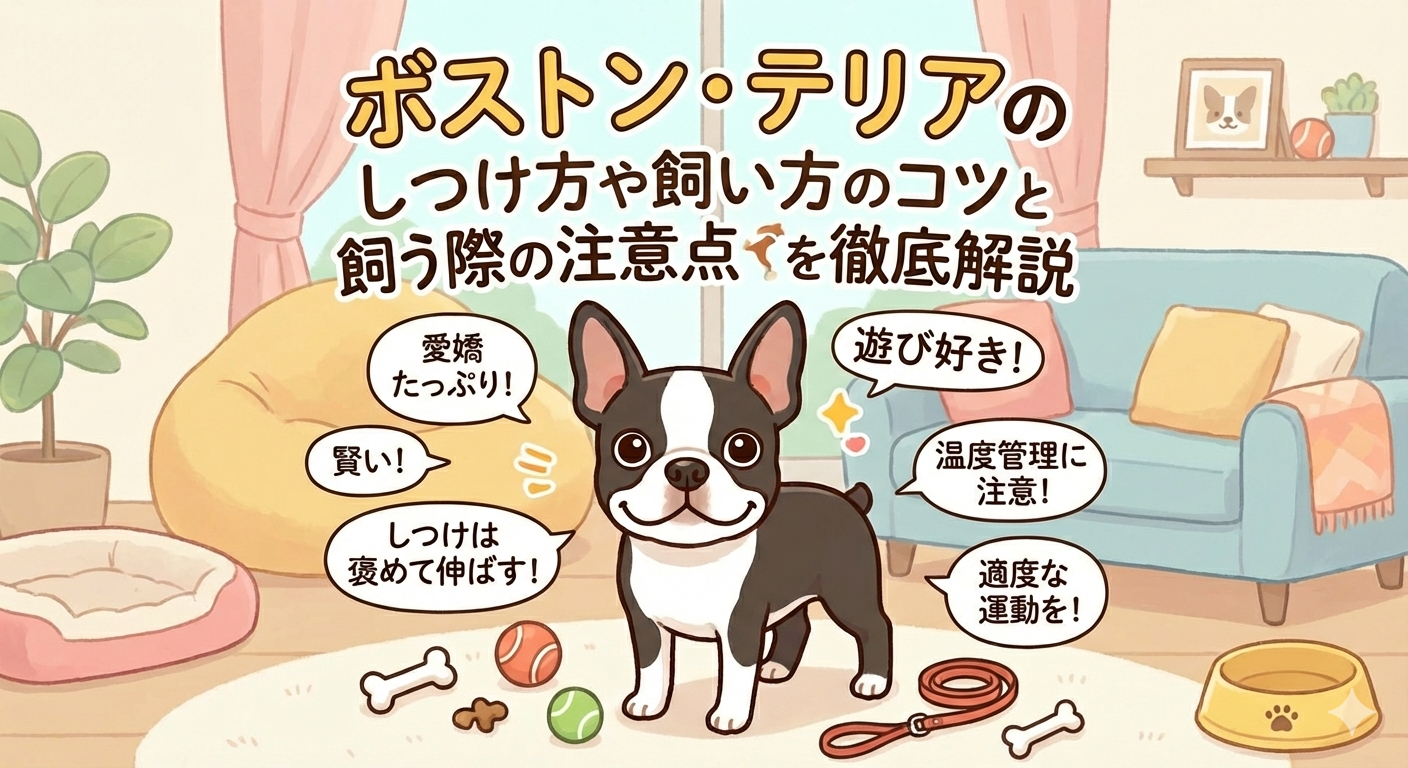 ボストン・テリアの性格と特徴に合ったしつけ方や飼い方のコツと飼う際の注意点を徹底解説